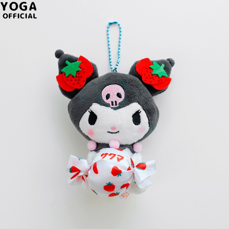Con chó quế Giai điệu Kuromi Dòng kẹo dâu tây Mặt dây chuyền đồ chơi sang trọng Mặt dây chuyền dễ thương Túi hoạt hình Nhật Bản Quà tặng trang trí