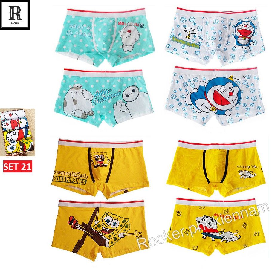 [Combo] Hộp 4 Quần Lót Nam Boxer - Quần Sịp Boxer HOẠT HÌNH S001.21