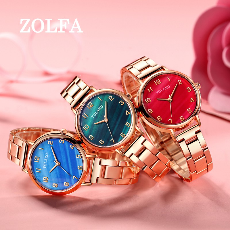 ZOLFA Fashion Rose Gold Ladies Wrist Watches Elegant White Stainless Steel Womens Quartz Watch Dress Clocks Lady Analog Watches Đồng hồ nữ