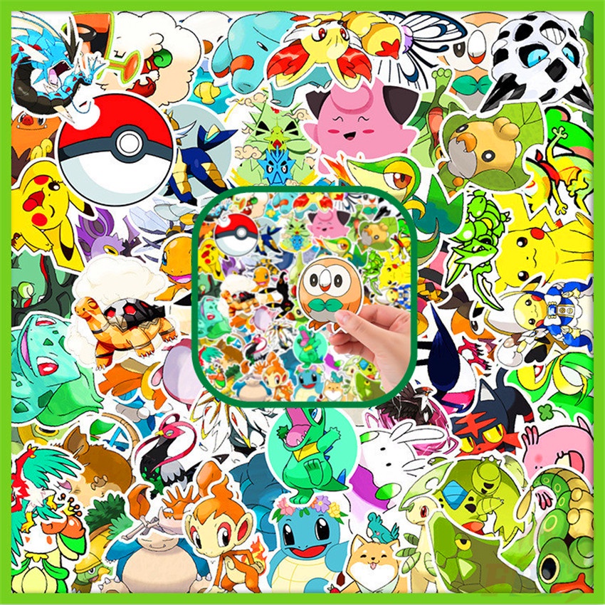 Set 100 miếng dán hình anime Pokemon Go thời trang chống thấm nước DIY