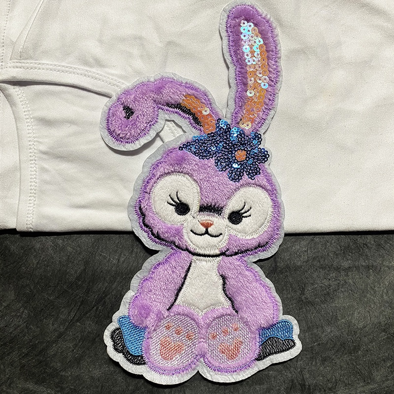 Miếng vá quần áo dạng ủi/ thêu kiểu dáng thỏ hoạt hình đáng yêu