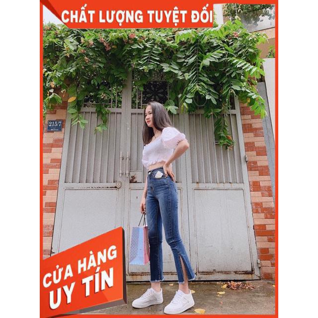 [hình thật] QUẦN JEANS ỐNG LOE ỐNG XẺ 1 bên- chất jeans đẹp xuất sắc