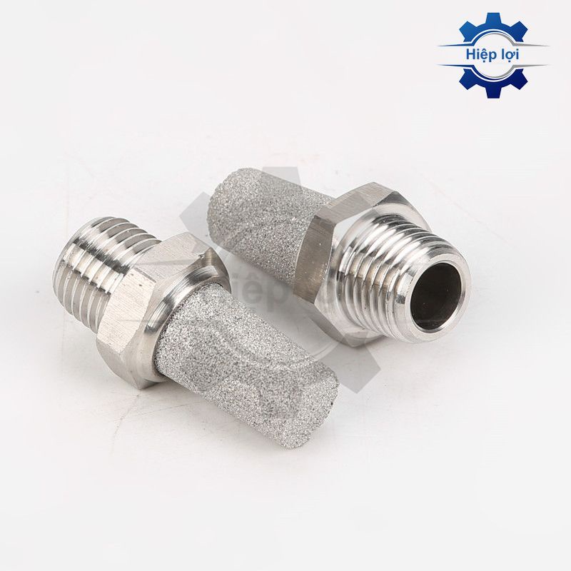 Giảm thanh inox IPP - đầu giảm âm khí nén chống ồn chống bụi bẩn vào van điện từ - linh kiện khí nén