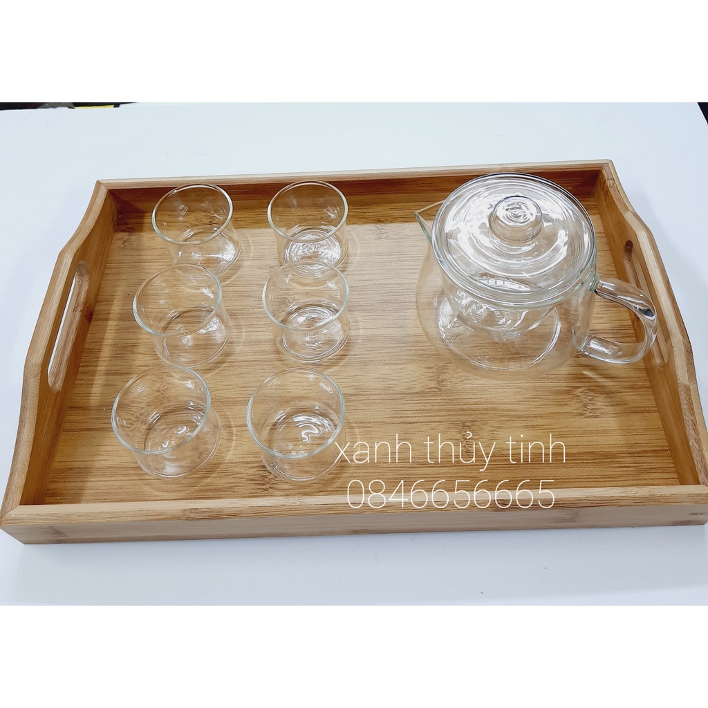 Bộ ấm trà thủy tinh chịu nhiệt có lõi lọc, dung tích ấm 500ml - AT1.2