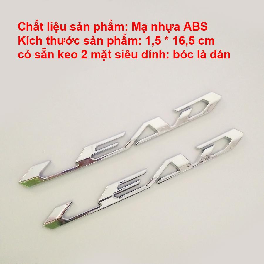 Bộ 2 Tem chữ LEAD Cho Xe Honda lead đời mới 125cc hàng zin