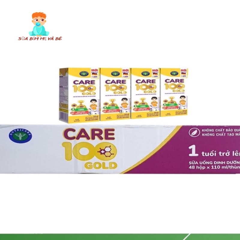 Thùng sữa bột pha sẵn Care 100 Gold loại 110ml/1 hộp (48 hộp/1 thùng)