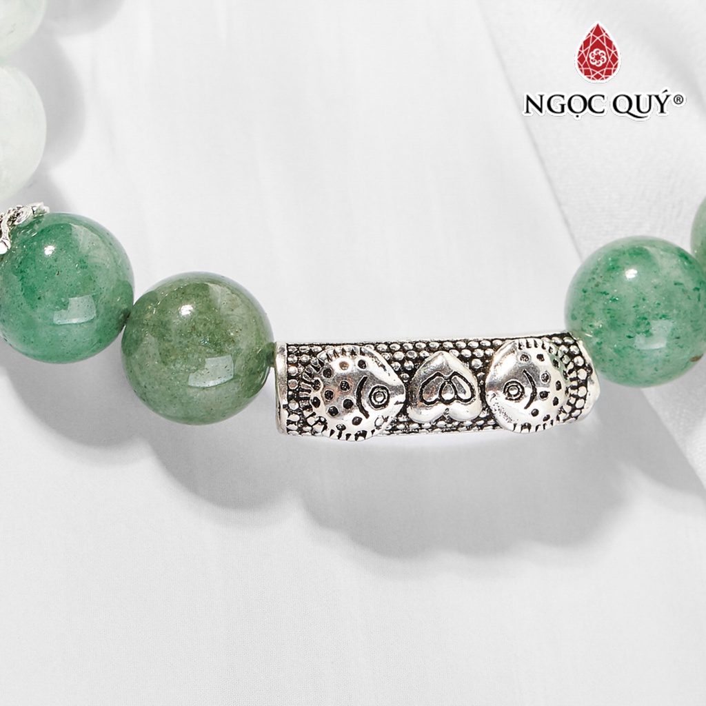 Vòng TA ưu linh xanh phối charm hoa - Ngọc Quý