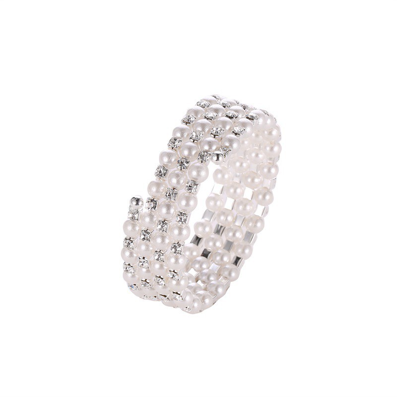 Full Diamond Four Layer Pearl Spiral Bracelet