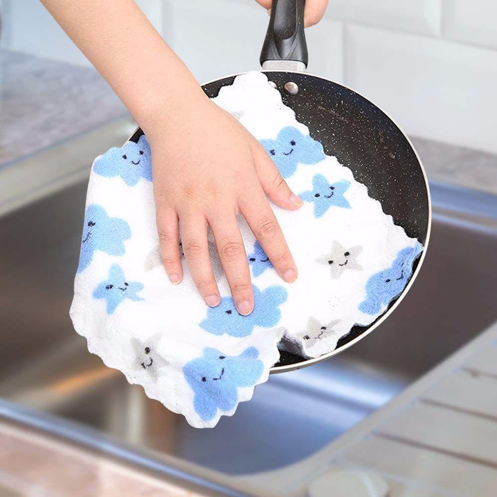 Bộ 5 Khăn Lau Chén Dĩa Bằng Sợi Microfiber Siêu Thấm Hút Có Thể Tái Sử Dụng