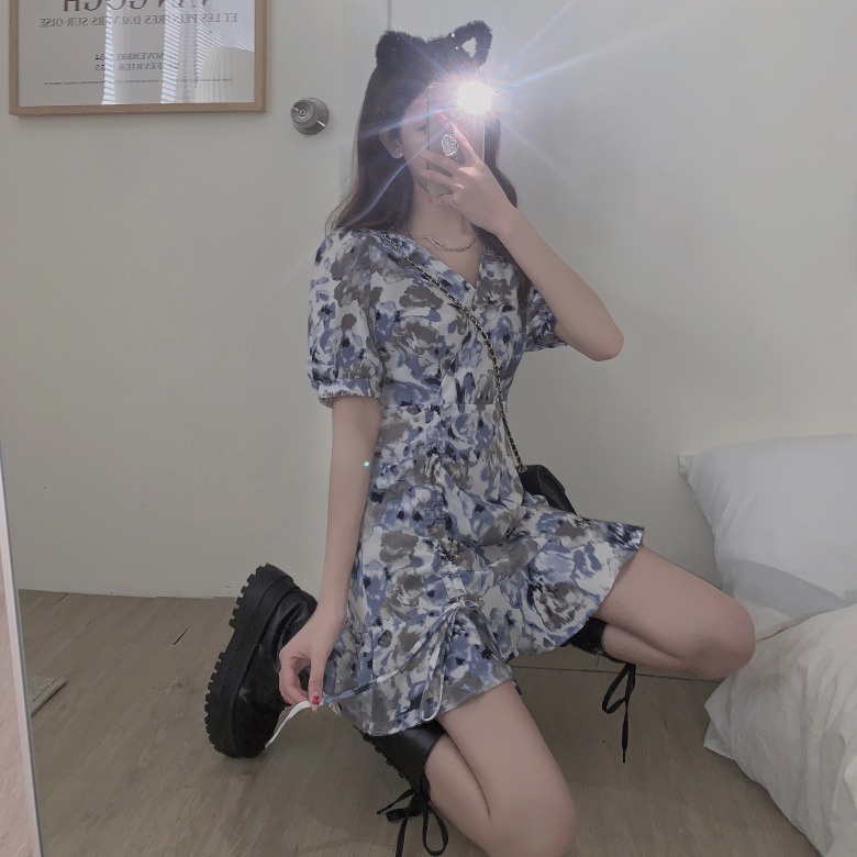 Đầm voan hoa váy ngắn gợi cảm