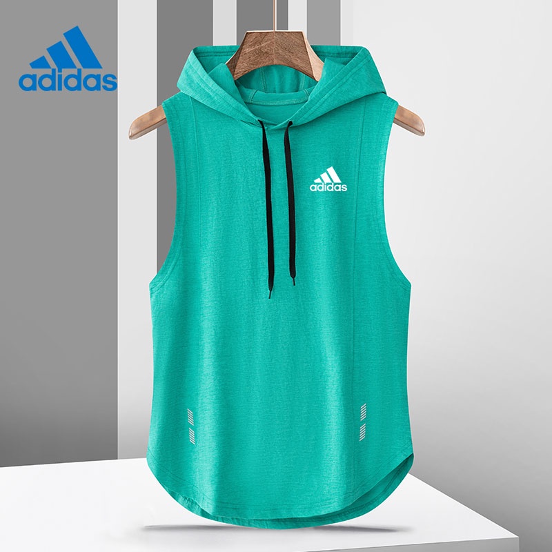 Adidas Áo Thun Sát Nách Có Mũ Trùm Phong Cách Thể Thao Thời Trang Mùa Hè Cho Nam