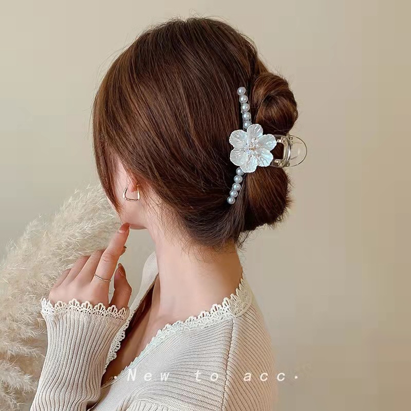 Kẹp Tóc Hình Hoa Bằng Acrylic Đính Ngọc Trai Thời Trang Cho Nữ 2022