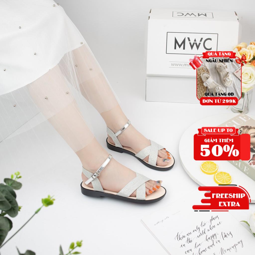 Giày Sandal Nữ MWC Đế Bệt Quai Chéo Siêu Tôn Dáng NUSD- 2668