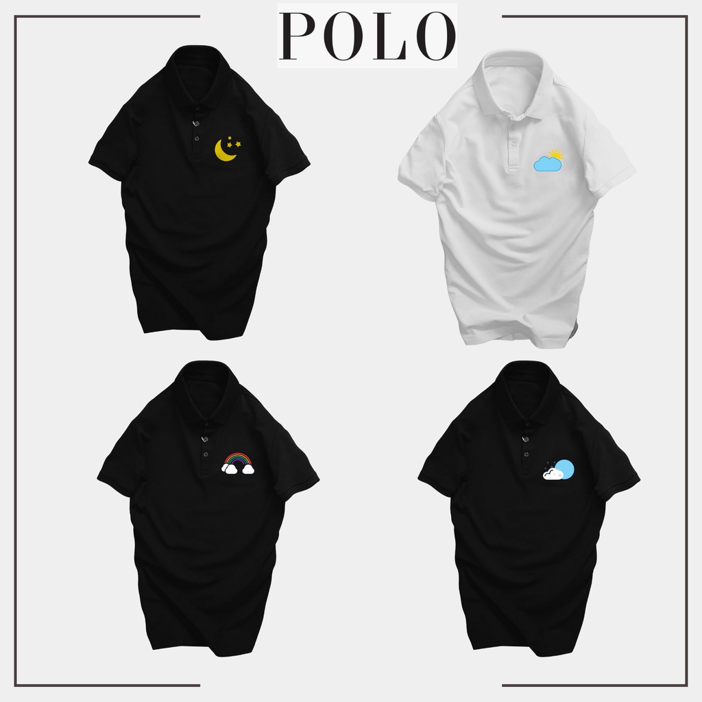 Áo POLO Thời Tiết Nam Nữ Full Size, chất Thun Cá Sấu Poly Thái, Áo thun có cổ trắng đen, cổ trụ Form chuẩn, KKim Shop