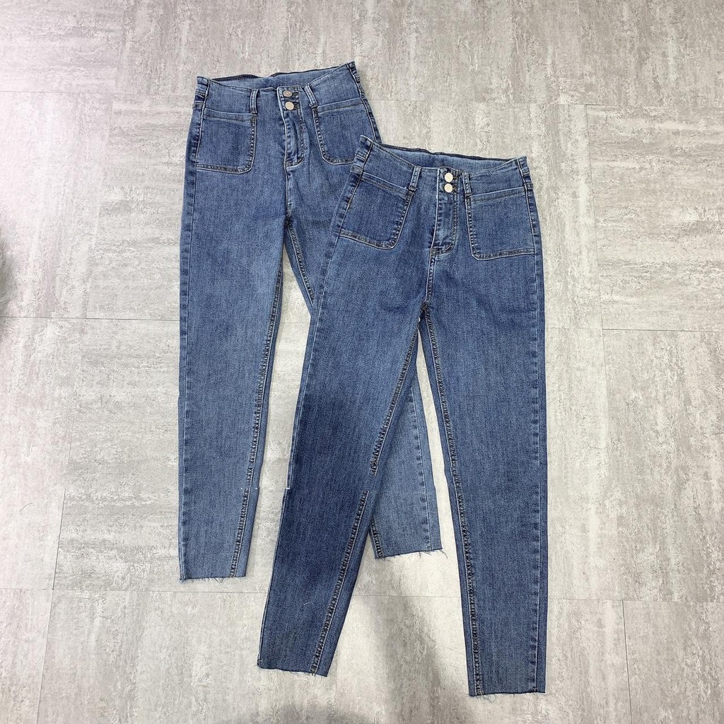 Quần jean nữ 2 TÚI KIỂU + 2 CÚC lưng siêu cao (ĐẬM) Đ8001-005