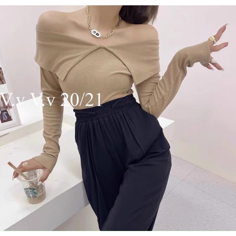 Áo Trễ Vai Len Tăm Ảnh Thật Y Hình | BigBuy360 - bigbuy360.vn