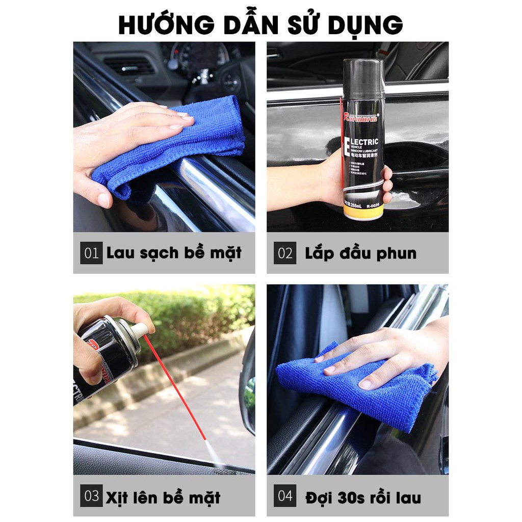 Bình xịt chống rỉ sét đa năng, Chai dung dịch xịt bảo dưỡng bôi trơn gioăng ron cao su cửa kính xe hơi ô tô làm mới chốn