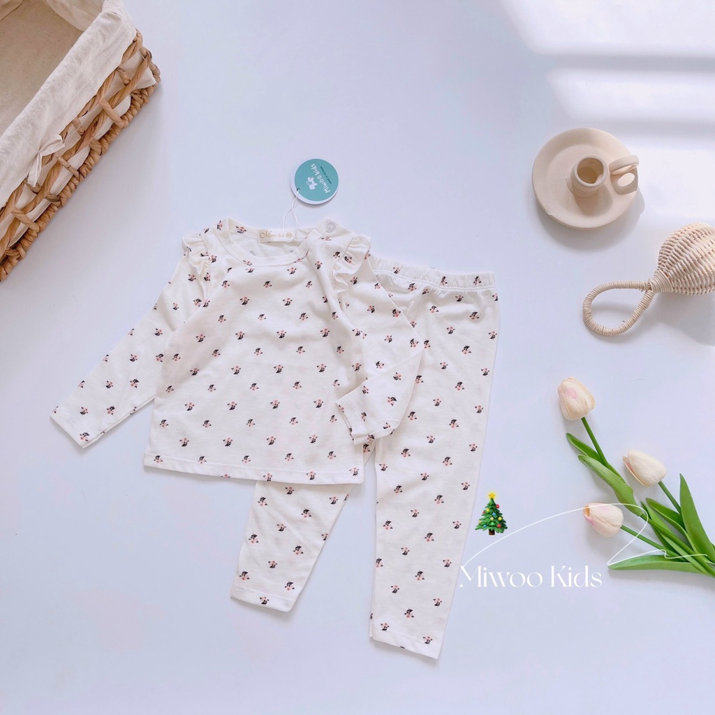 Đồ Bộ Ngủ Cotton Cánh Tiên Tay Dài Quần Dài Cho Bé Gái Từ 1 - 4 Tuổi - DB8015