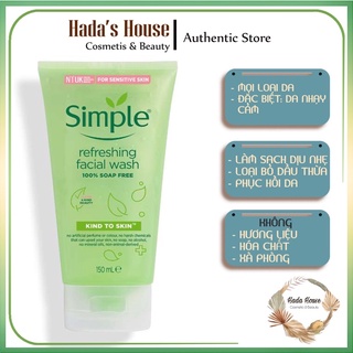 Sữa rửa mặt simple dạng gel chính hãng srm simple 150ml