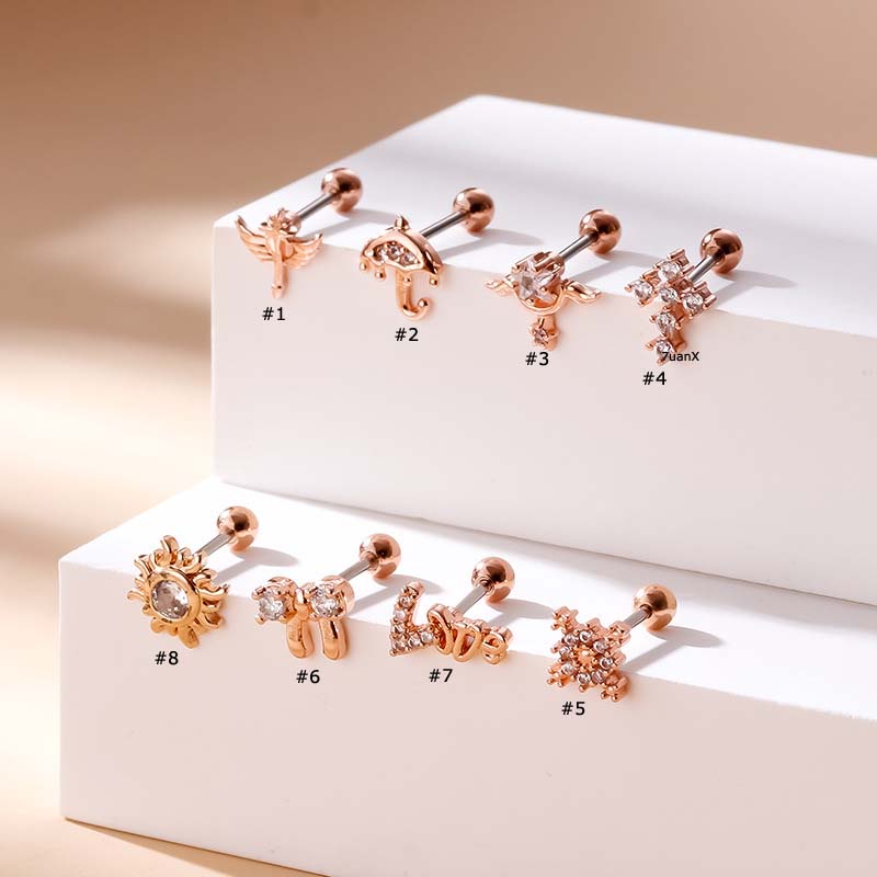 1 Khuyên Tai Dạng Thanh Tạ Thẳng Bằng Thép Không Gỉ 20G