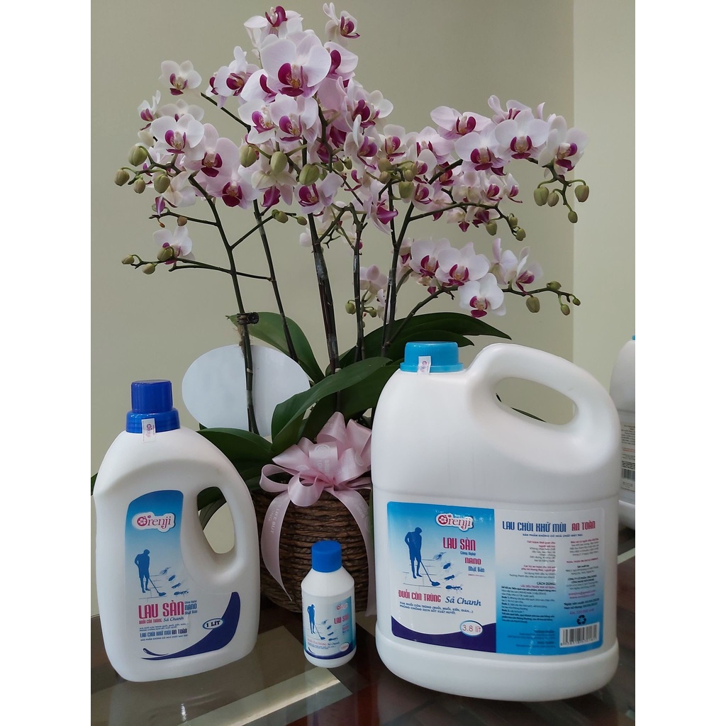 Nước lau sàn tinh dầu quế/ sả chanh đuổi côn trùng Orenji - công nghệ nano, an toàn, không hóa chất, sạch nhanh.