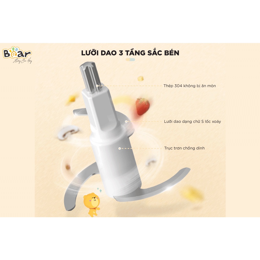 Máy xay ăn dặm cho bé Bear 0.6L GR-B06V1, máy xay mini cầm tay an toàn cho trẻ - Monnie Kids