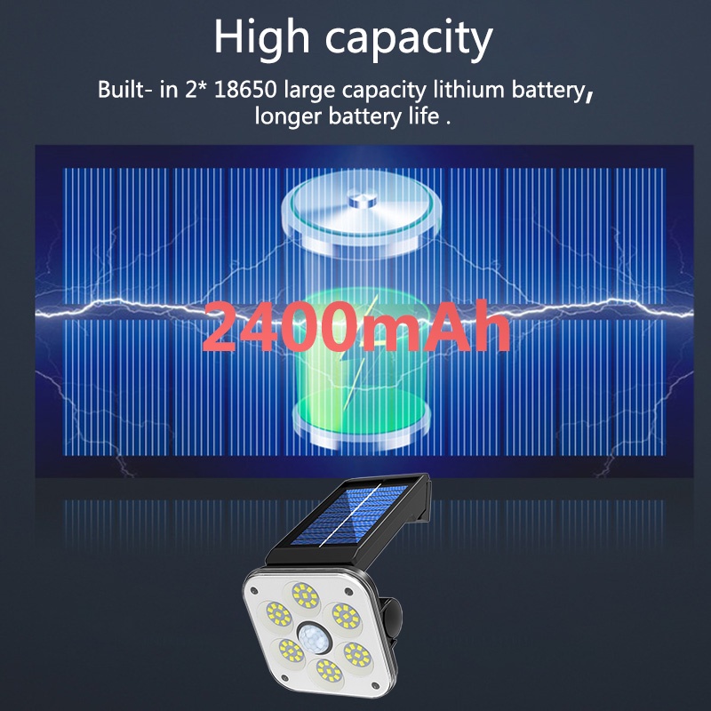 Đèn Led 54 COB Năng Lượng Mặt Trời Cảm Biến Chuyển Động Chống Nước Gắn Tường Ngoài Trời