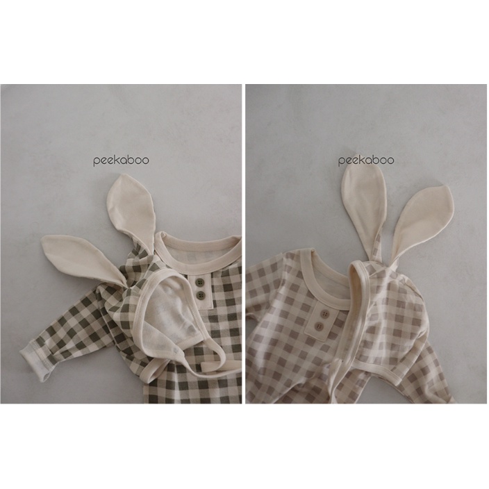 (Chính hãng) Mũ thỏ và mũ quả bông bộ kẻ Cony 2022 co giãn PEEKABOO made in Korea thời trang trẻ em cho bé