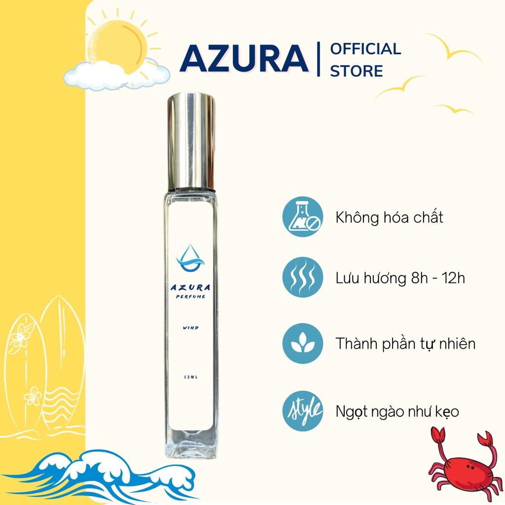 Tinh Dầu Nước Hoa Mini Nữ Thơm Lâu Azura Quyến Rủ Bí Ẩn, Ngọt Ngào Thơ Ngây Dạng Chai Xịt 12Ml Lưu Hương 12 Giờ