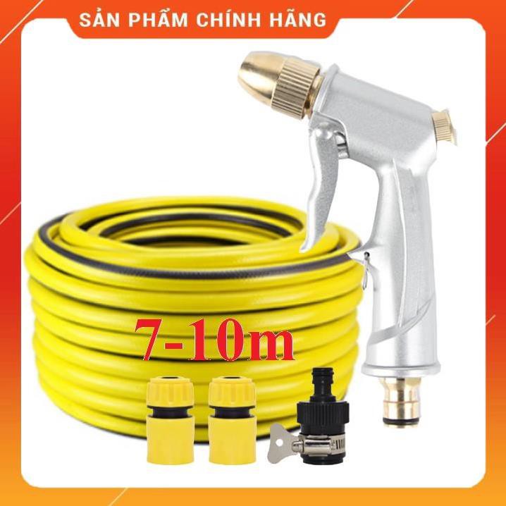 ✔️❤️FREESHIP🚛 Bộ dây vòi xịt nước rửa xe, tưới cây ✔, tăng áp 3 lần, loại 7m, 10m 206701 đầu đồng, cút, nối đen [SKM]