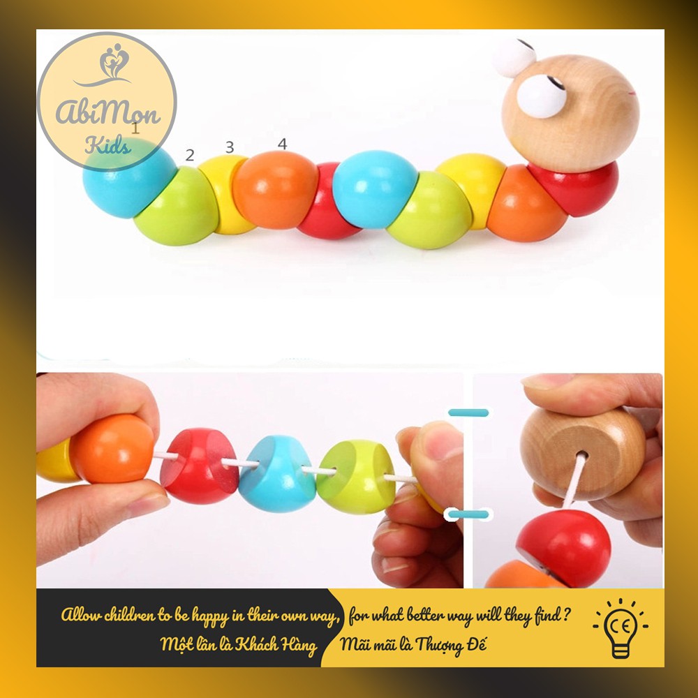Con Sâu Bằng Gỗ Cho Bé ☘️ Montessori cao cấp ✨ (Đồ chơi Gỗ - Đồ chơi Giáo Dục - An toàn - Thông minh)
