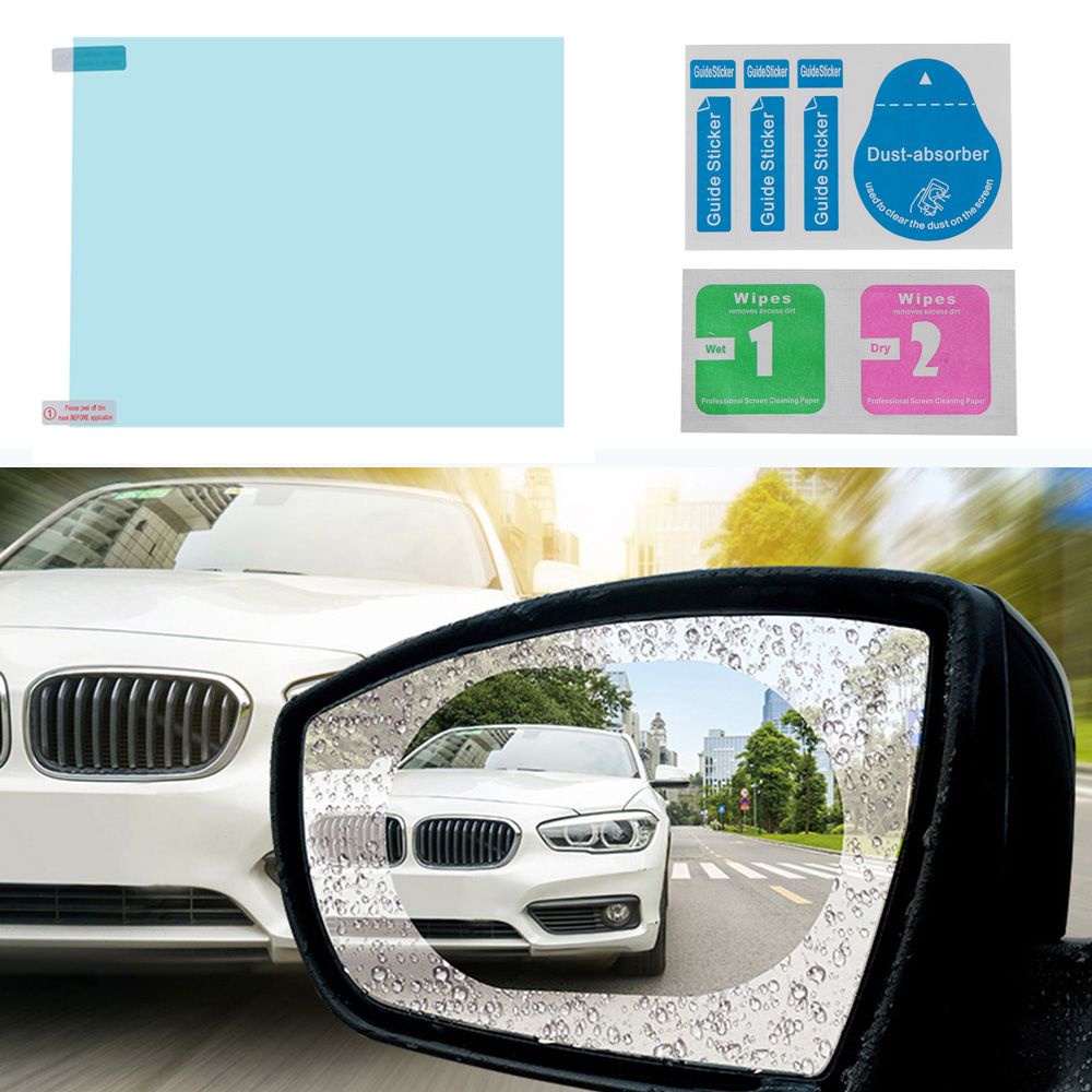 Set 2 miếng dán gương chiếu hậu xe hơi chống nước mưa bảo vệ hình dạng tròn/ oval/ chữ nhật tiện lợi