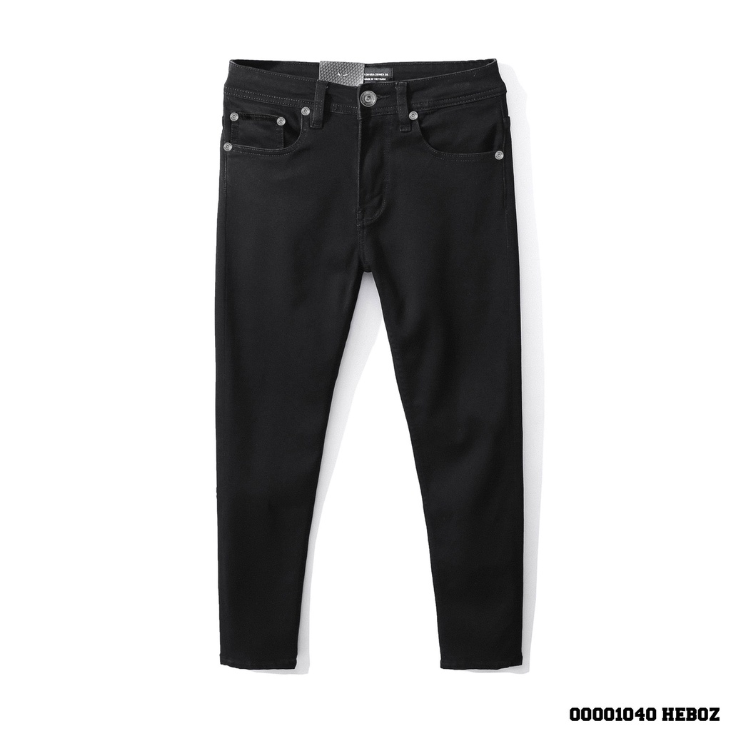 Quần Jean Nam Đen Trơn Heboz H-01, Chất Jean Cotton Thoáng Mát Co Giãn Phong Cách Hàn Quốc- 00001040