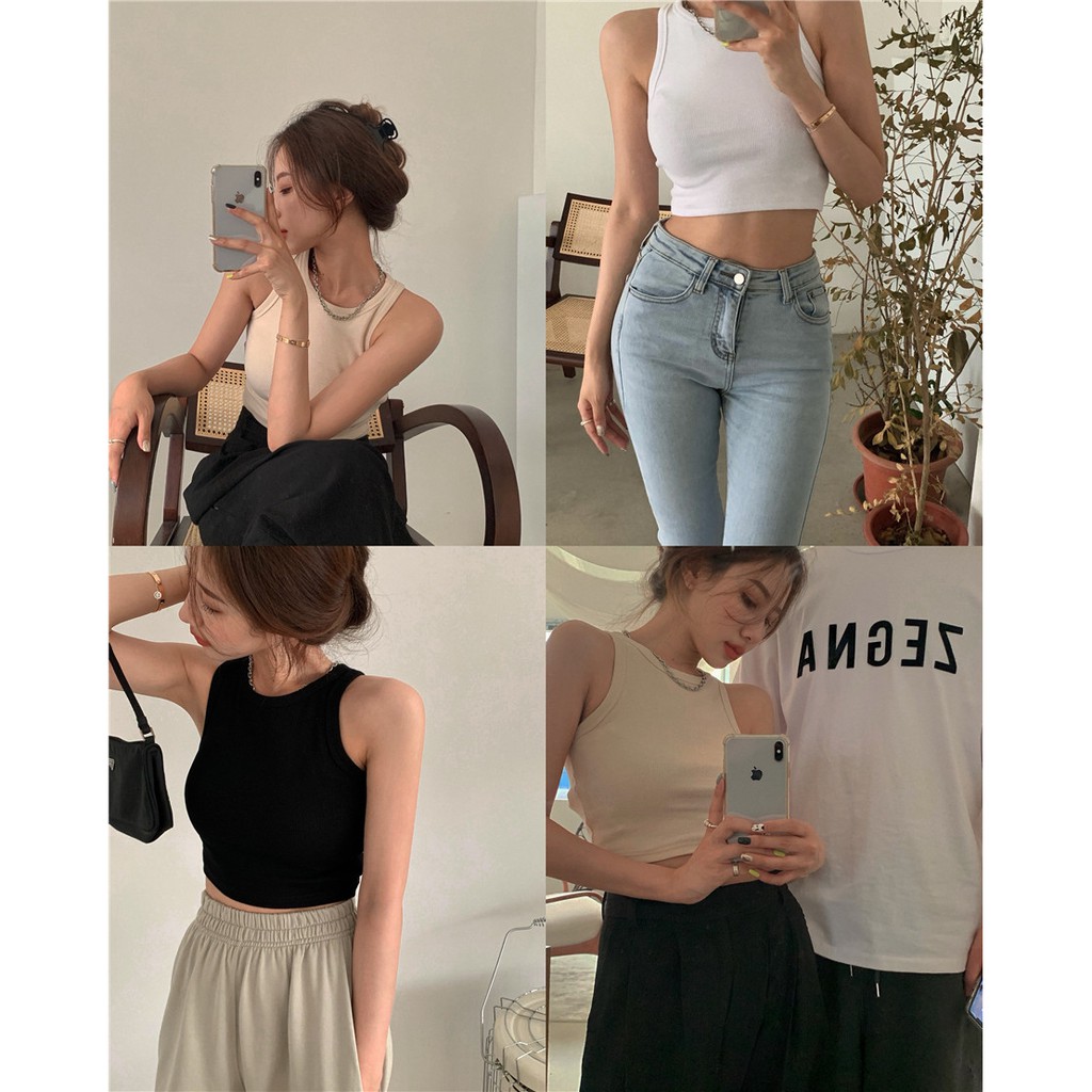Áo croptop ba lỗ nữ chất thun cộc tay kiểu ôm sát vải co gián thoáng mát EVADO CT01 | BigBuy360 - bigbuy360.vn