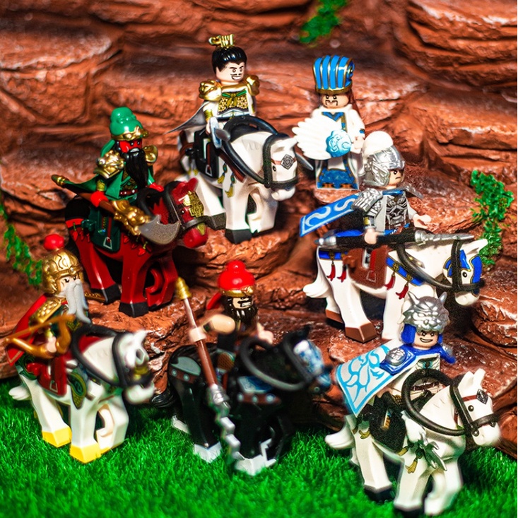 Mô hình mini figure lego Tam quốc các nhân vật kèm ngựa như hình trương phi,tào tháo,tôn quyền cưỡi ngựa