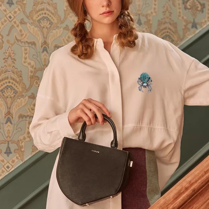 Ghim Cài Áo Hình Nhện Đính Đá Sang Trọng Cho Nam/Nữ