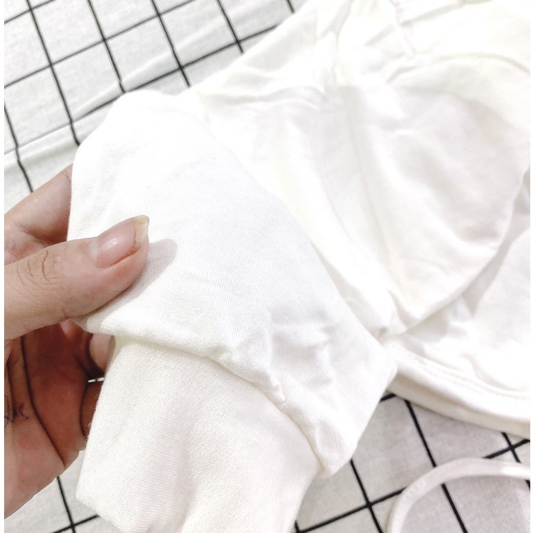 [ Ảnh Thật Cuối ] Áo khoác croptop nữ cardigan trơn tay dài cột dây màu trắng