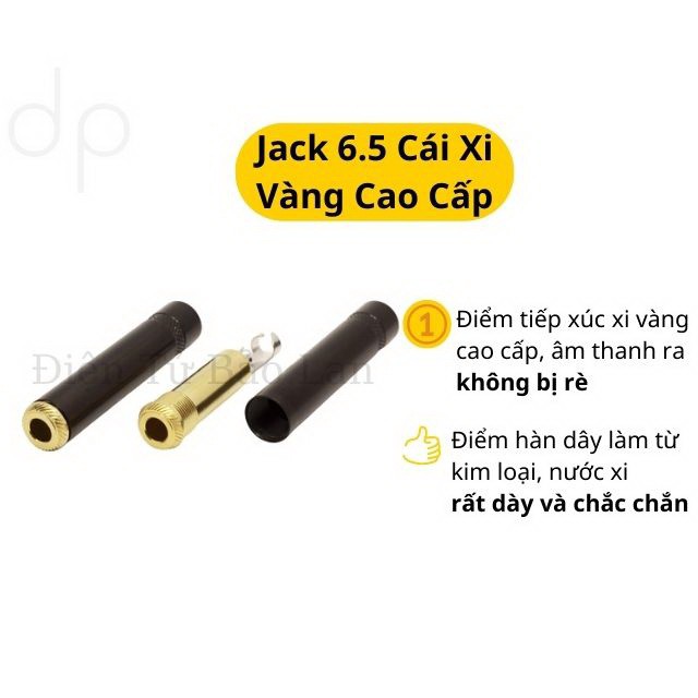 Jack 6 Ly Cái Hàn Dây, Jack Nối 6 Li Xi Vàng