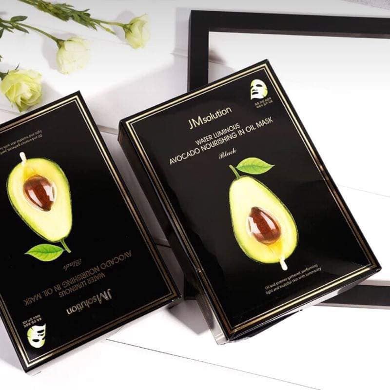 Combo 10 Mặt Nạ Dưỡng Ẩm Làm Sáng Da Từ Tinh Dầu Bơ JMSolution Avocado Oil Ampoule Mask Black 35ml_JMSolution Chính Hãng
