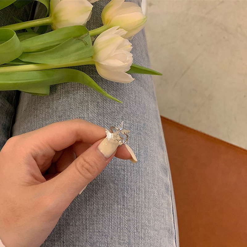 YEEZII Bông Tai Bạc Hình Bướm Đính Kim Cương Không Gây Dị Ứng Thời Trang Cho Nữ