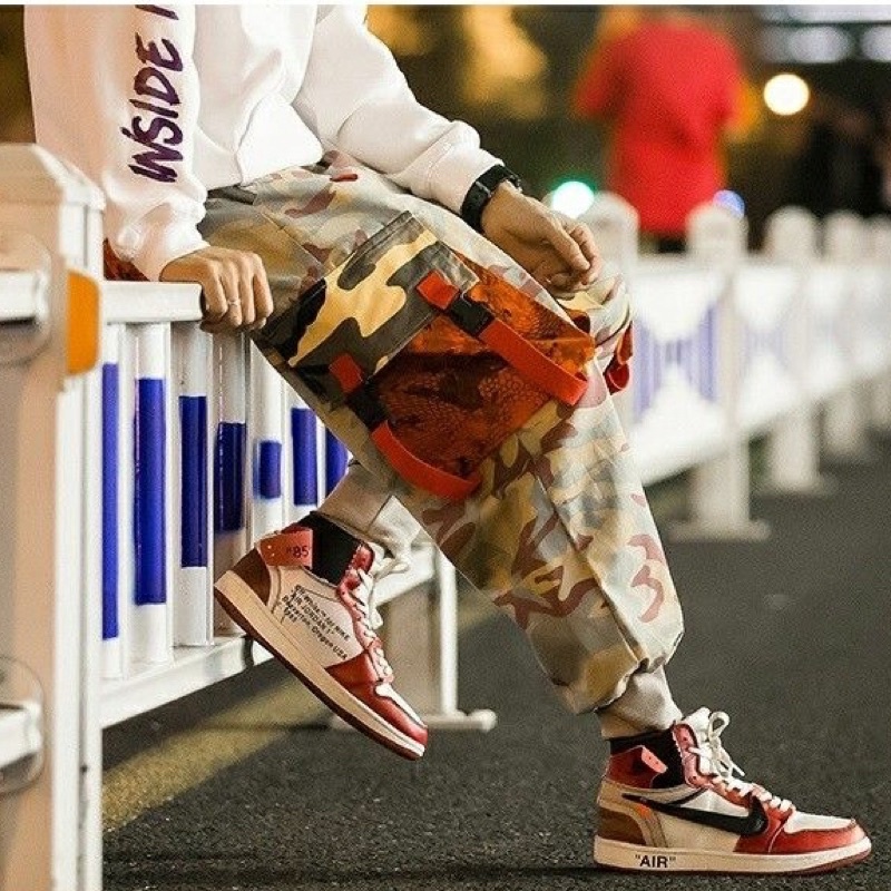 Quần jogger rằn ri túi hộp phối màu