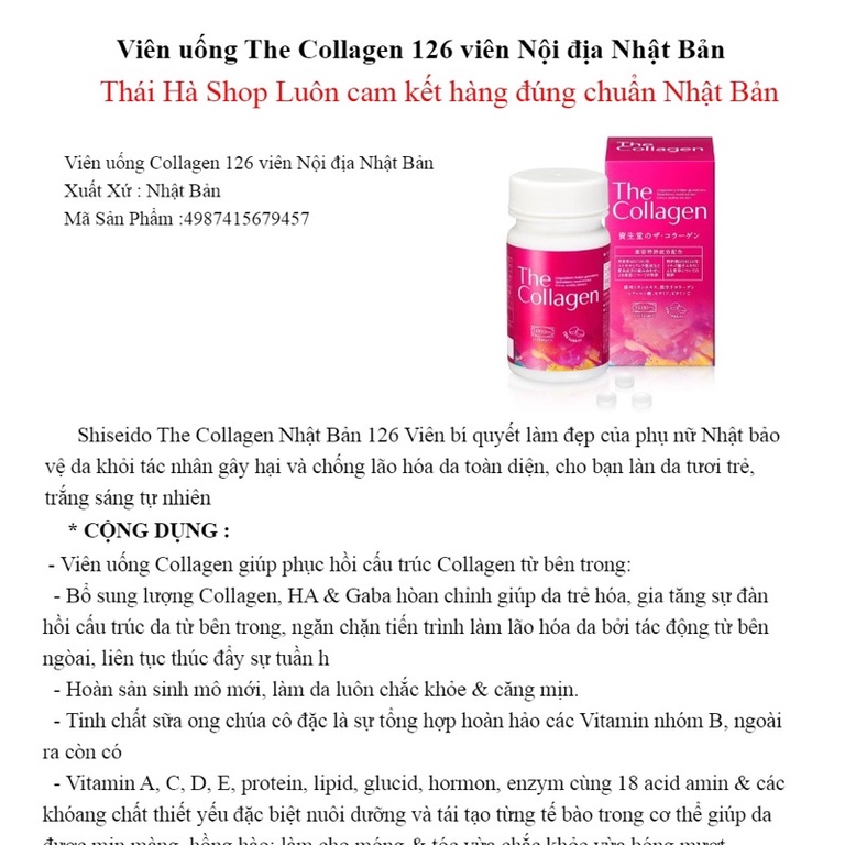 「Hàng_Nhật」 Viên uống The Collagen Shiseido Nhật hộp 126 viên 「Hàng_Auth」