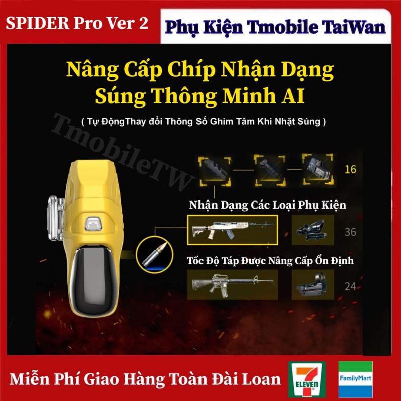 Nút Bấm Chơi Game Spider Pro Ver 2 Nhận dạng Súng Thông Minh AI + Auto Táp | BigBuy360 - bigbuy360.vn