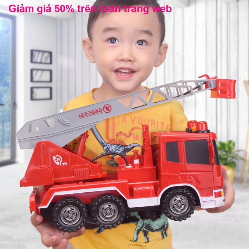 Đồ chơi trẻ em xe cứu hỏa cỡ lớn có thể phun nước thang cậu bé mô hình âm nhạc kỹ thuật bộ ô tô <