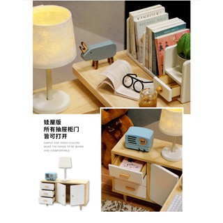 Mô hình nhà gỗ DIY - Study room ( tặng kèm quà tặng keo, nhíp, mica)
