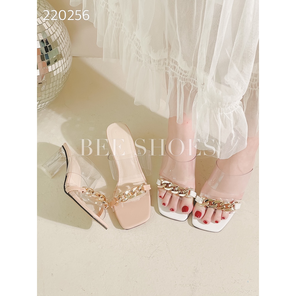 BEESHOES - GUỐC NỮ MŨI VUÔNG- GUỐC NỮ GÓT VUÔNG CAO 5 PHÂN SẴN MÀU ĐEN - TRẮNG - BE 220256