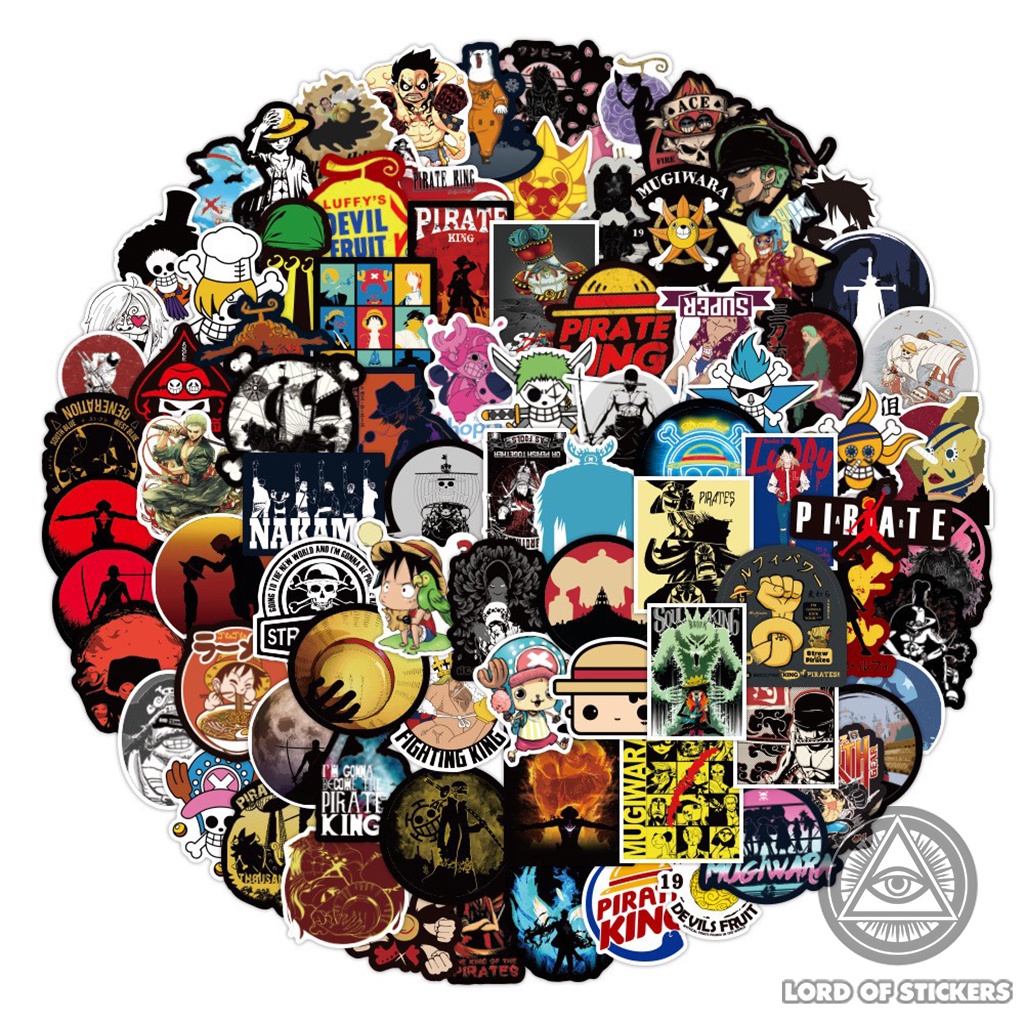 Set 100 Sticker One Piece Nhãn Dán Anime Manga Hình Truyện Tranh Đảo Hải Tặc Chống Thấm Nước Dán Mũ Bảo Hiểm, Laptop