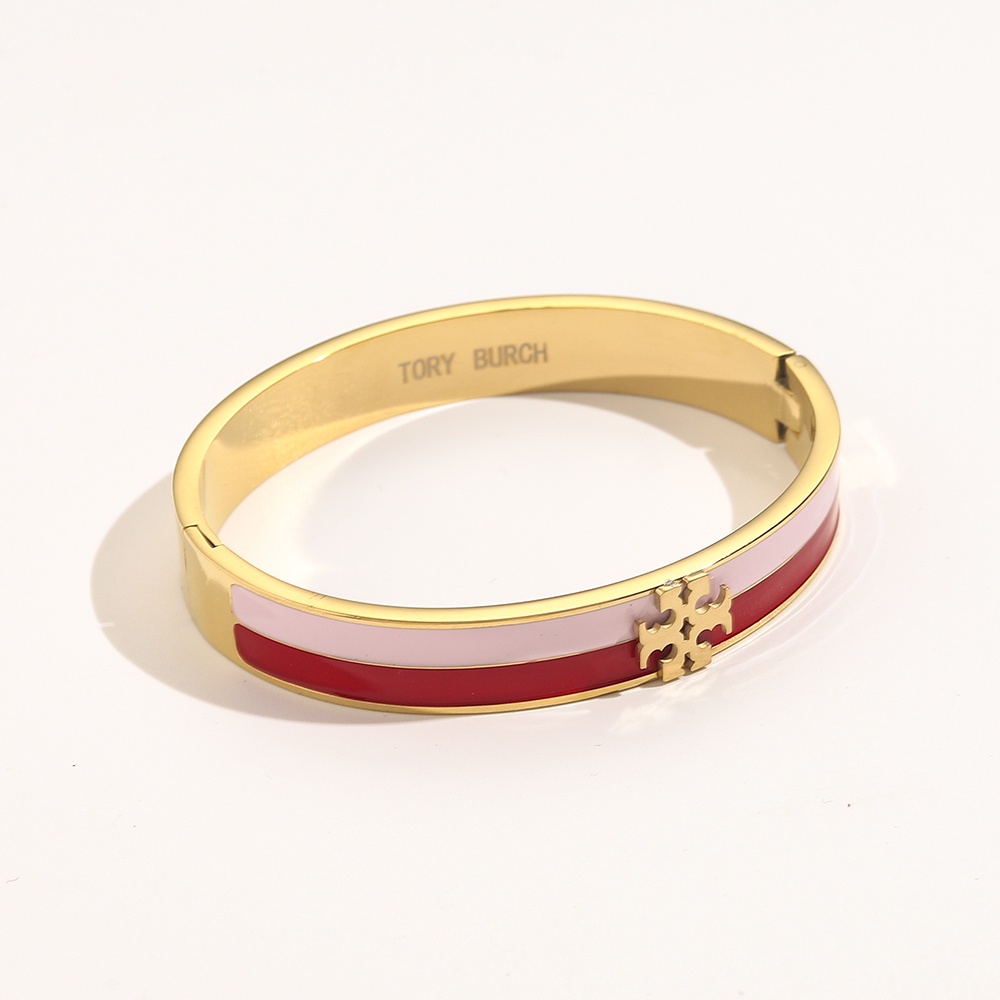 TORY BURCH Vòng Đeo Tay Bằng Thép Titan Thiết Kế Đục Lỗ Chữ TB Độc Đáo