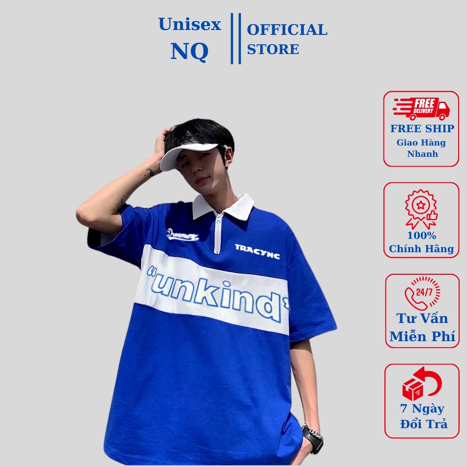 Áo polo form rộng có cổ tay lỡ Áo thun oversize Nam nữ unisex Ukln chất liệu cotton chất ngon giá xưởng