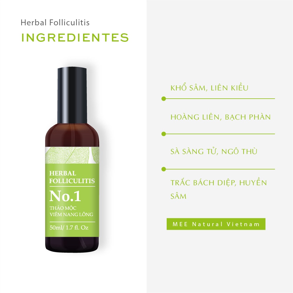 Xịt viêm nang lông - Mee Natural - Thảo mộc thiên nhiên  làm dịu kích ứng, mẩn đỏ Herbal Folliculitis 50ml